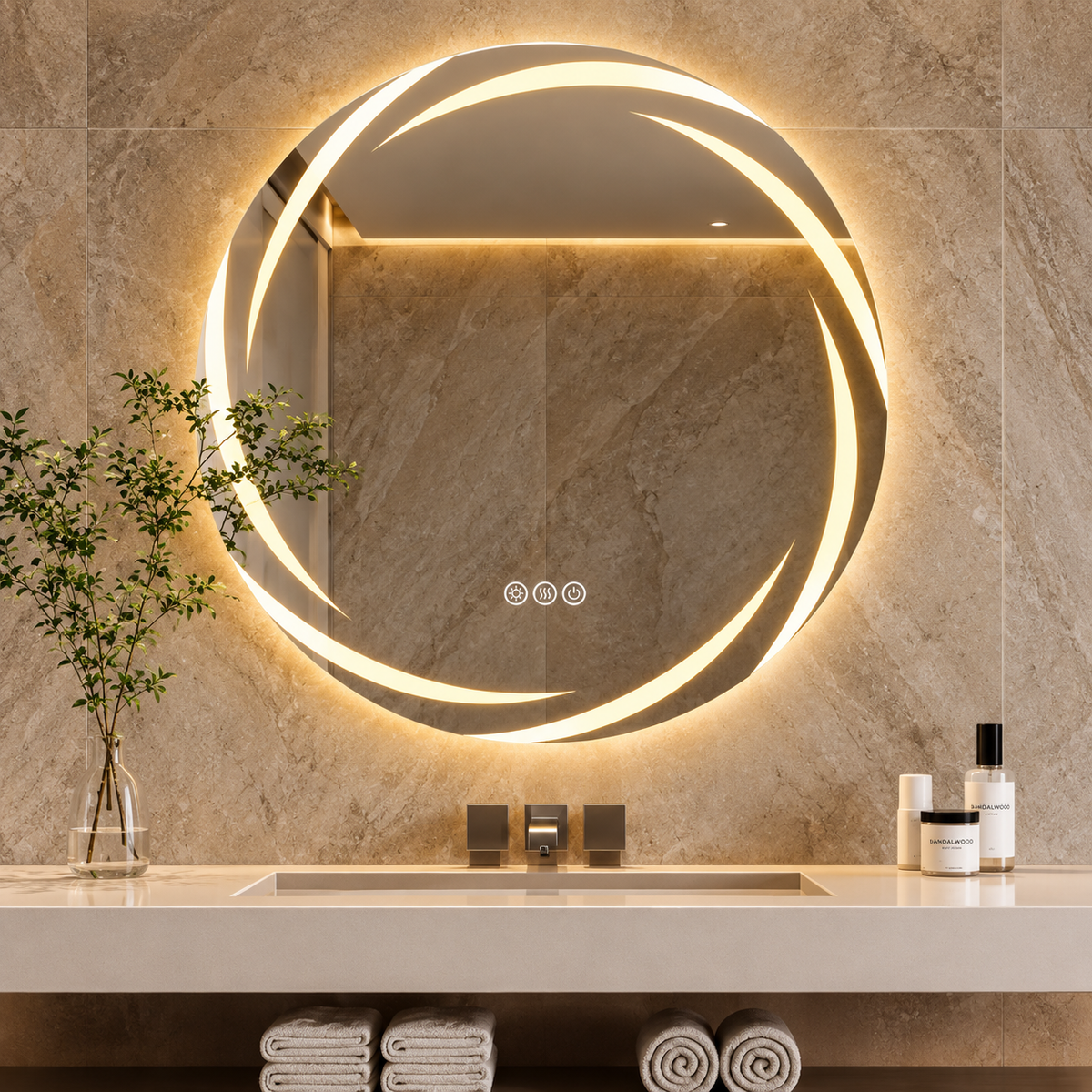 Miroir Spiral de salle de bain LED