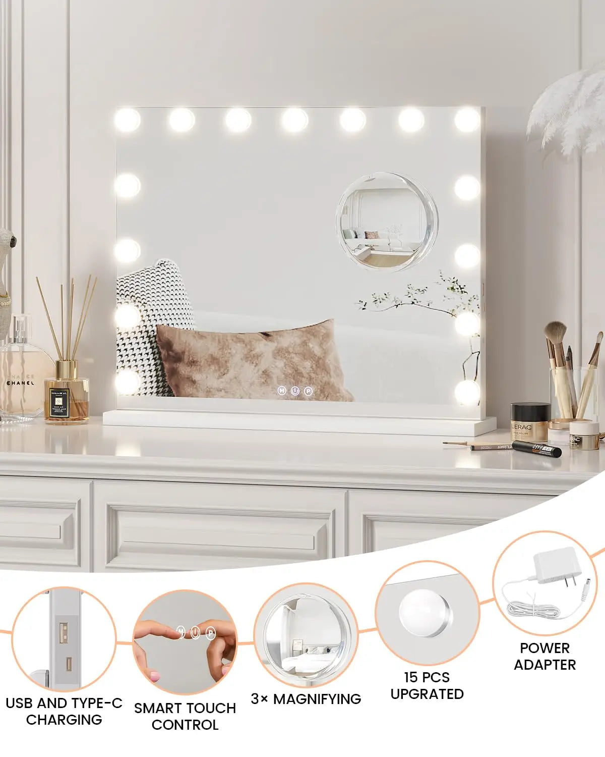 Miroir de coiffeuse Hollywood