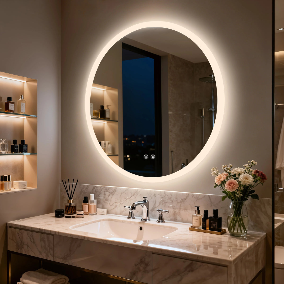 Miroir de salle de bain LED rond