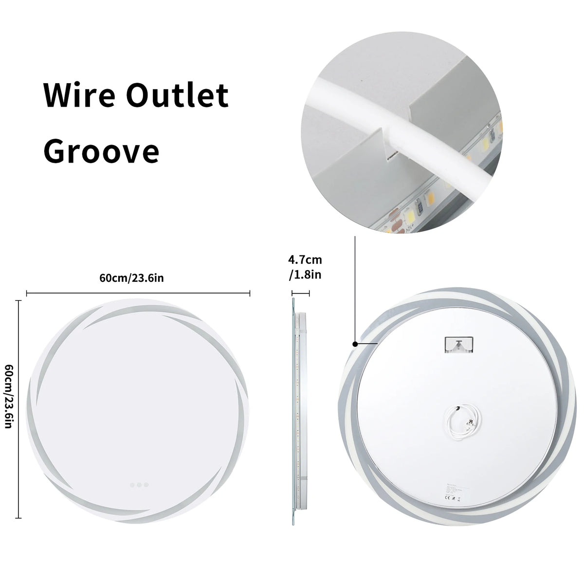 Miroir Spiral de salle de bain LED
