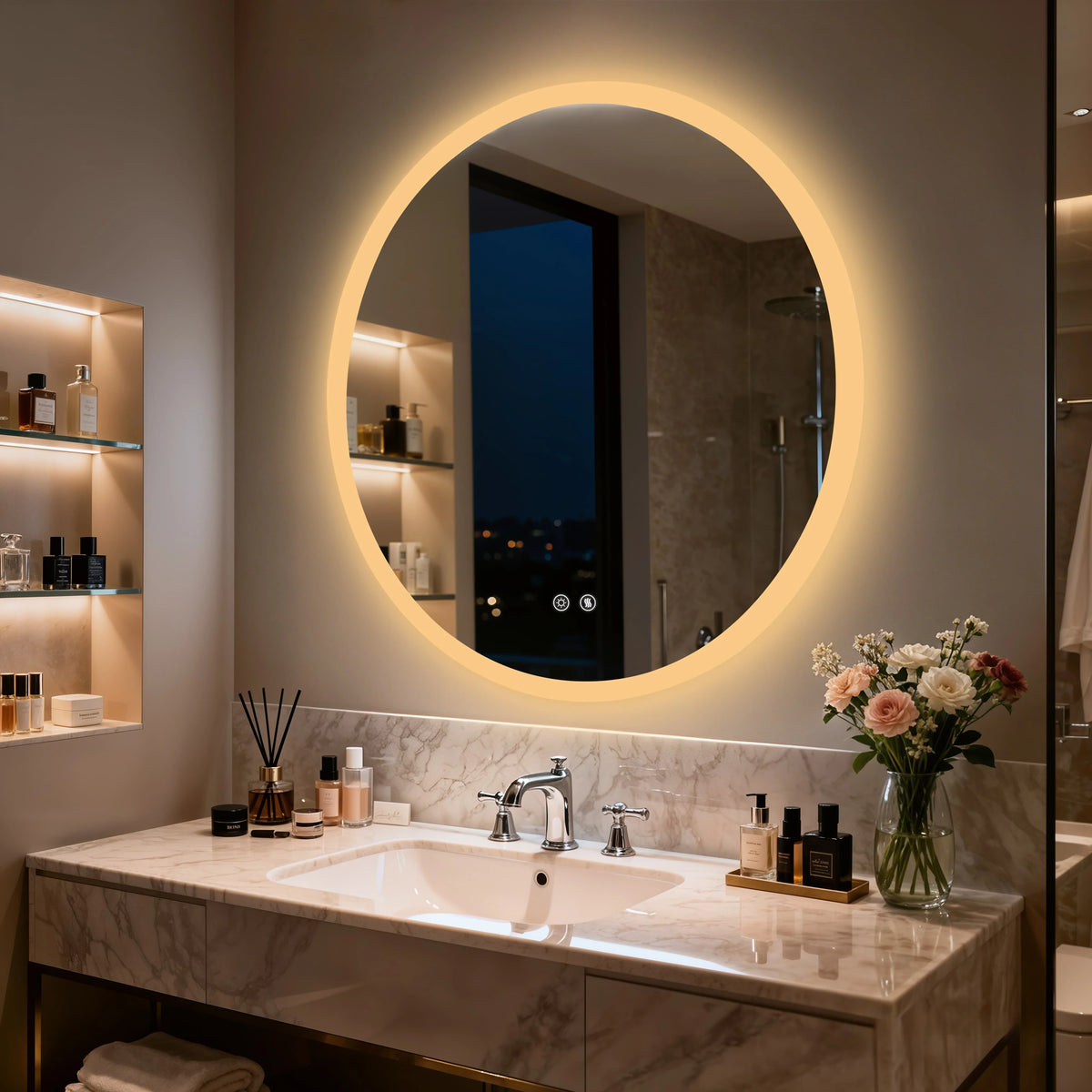 Miroir de salle de bain LED rond